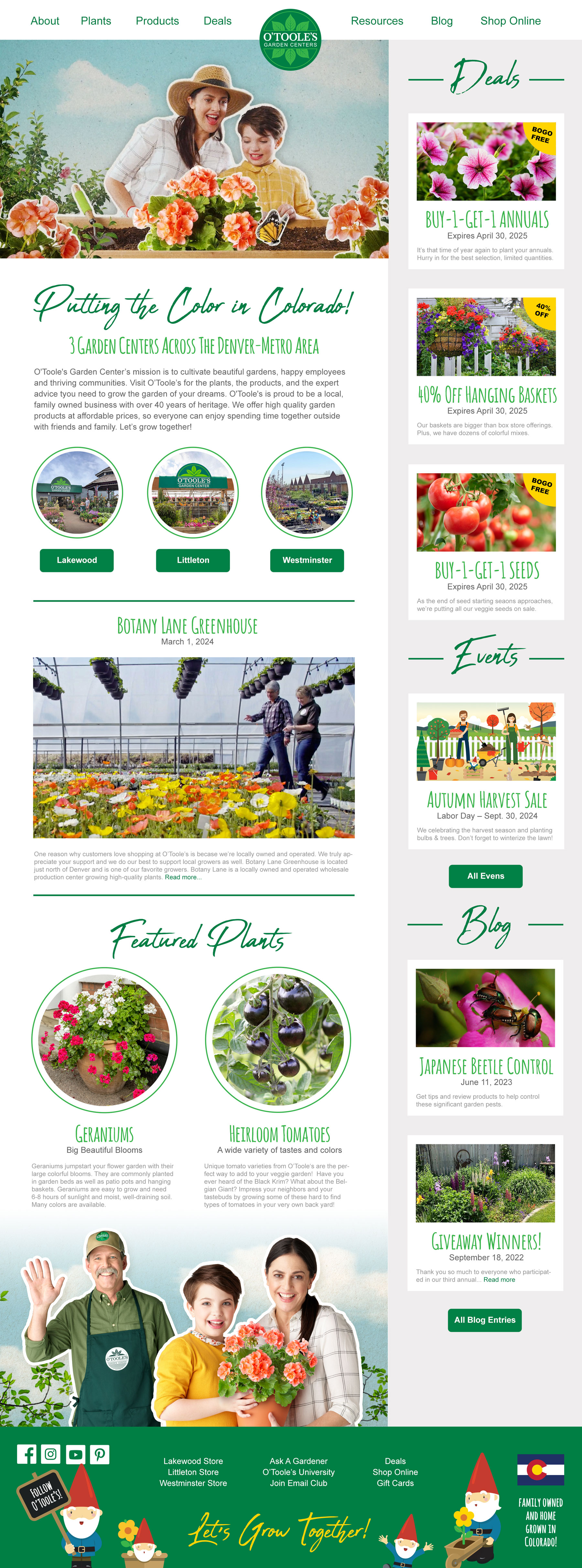 O'Toole's Garden Centers Website